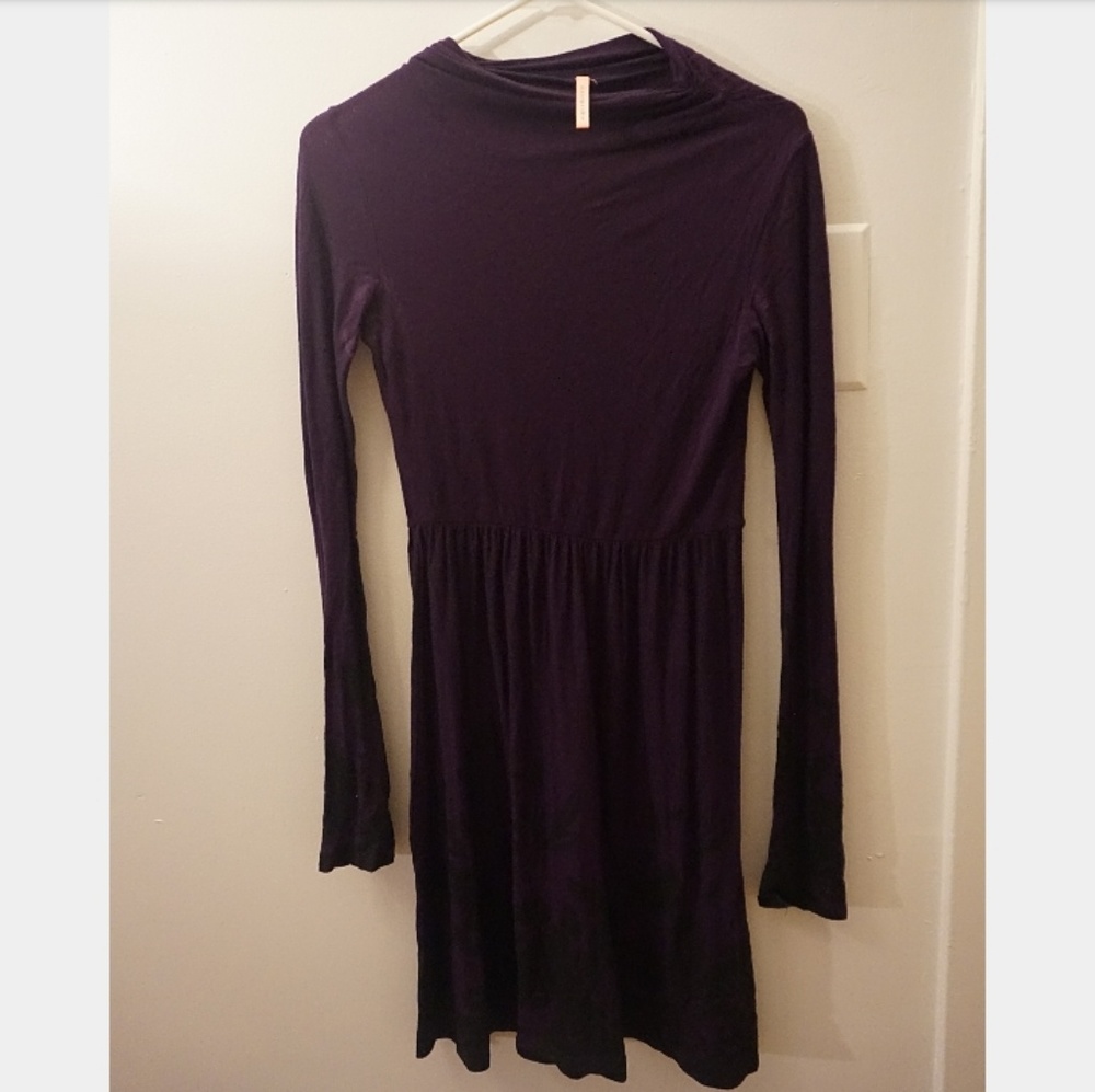 Plum long-sleeve dress, made in USA